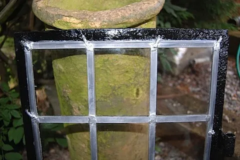 Close-up of a leaded light window